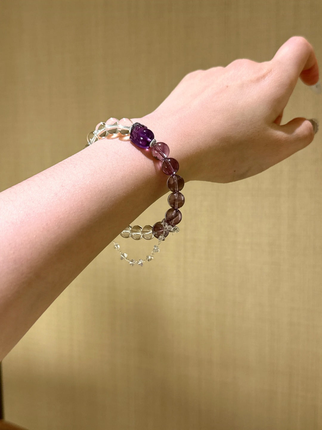 ▫️▪️ Amethyst white crystal Pixiu bracelet